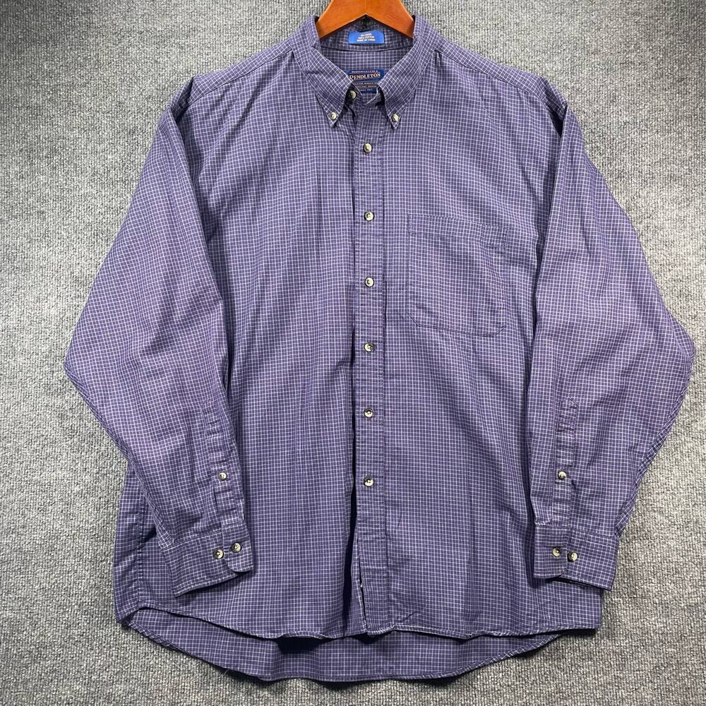 Pendleton Woolen Mills Shirt Men's XL Blue/White Check Long Sleeve Casual